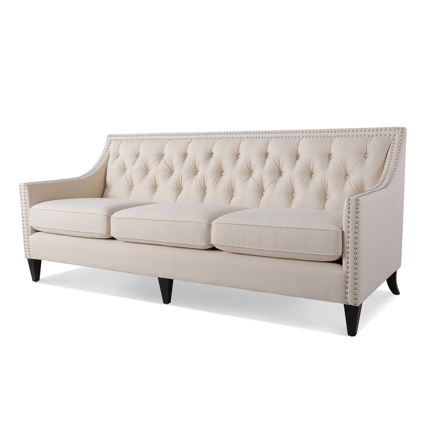Copper Grove Ninove Tufted Light Grey Sofa With Nailhead Accents Copper Grove Ninove Tufted Light Grey Sofa With Nailhead Accents