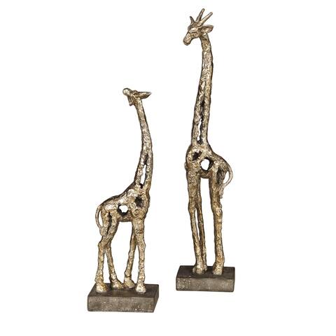 Uttermost Masai Antique Silver Giraffe Figurines (Set of 2)