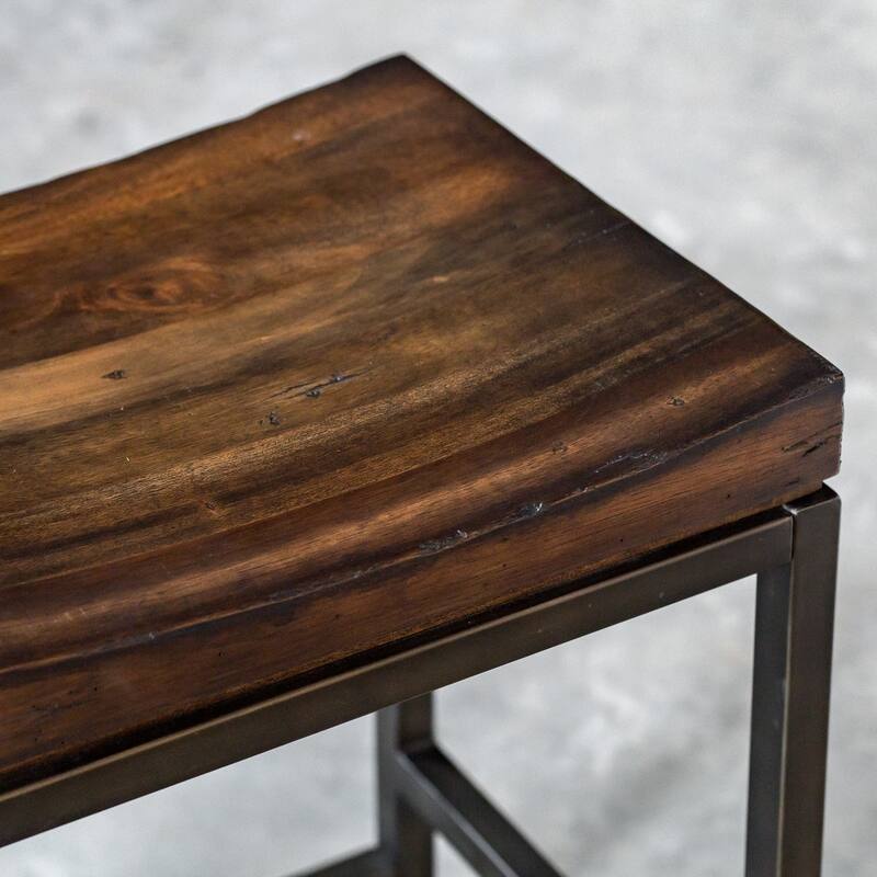 Uttermost Beck Dark Walnut and Brushed Steel Wood Counter Stool