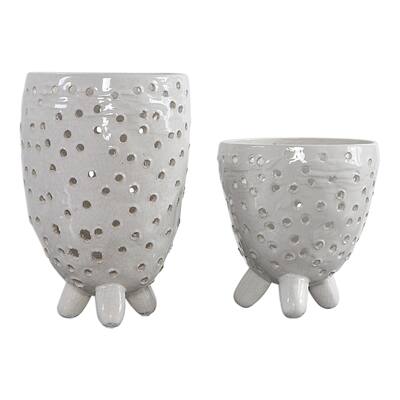 Uttermost Milla Ivory Mid-Century Modern Vases (Set of 2)