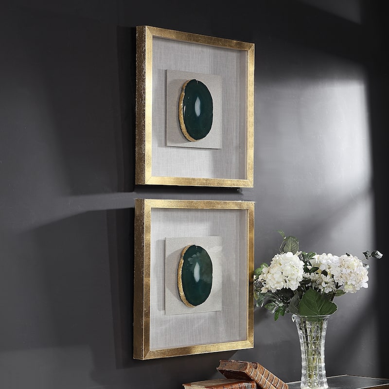 Silver Orchid Clark Gold Agate Stone Shadow Box - 20 x 20