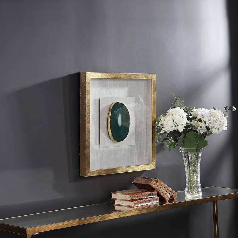 Silver Orchid Clark Gold Agate Stone Shadow Box - 20 x 20