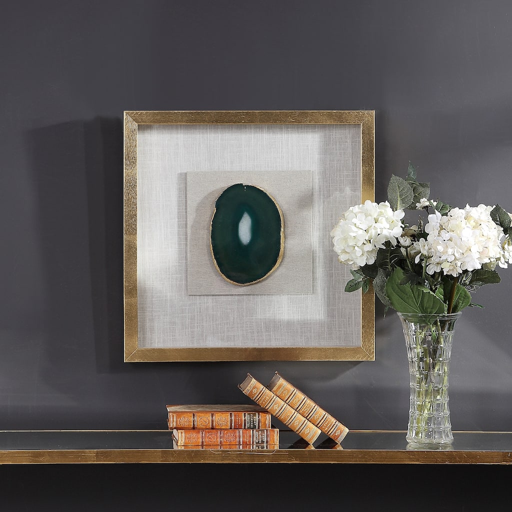 Silver Orchid Clark Gold Agate Stone Shadow Box - 20 x 20