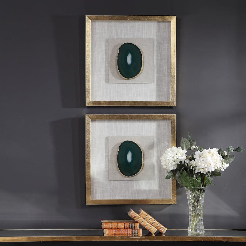 Silver Orchid Clark Gold Agate Stone Shadow Box - 20 x 20