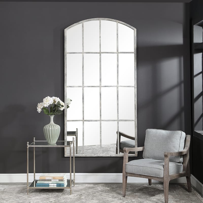 Uttermost Amiel Off-White Wash Arched Mirror - White Washed
