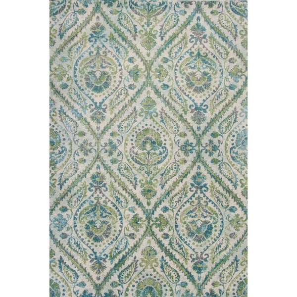 Domani Kai Ivory/Teal Traditional Medallion Area Rug