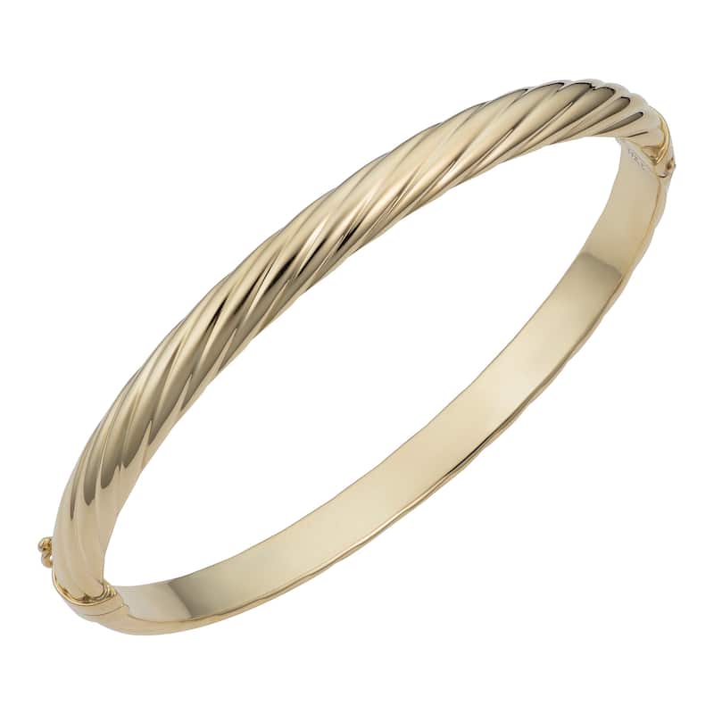 14k Yellow or Rose Gold 5.7 millimeter Polished Twisted Bangle Bracelet (fits 7.5 inch) - Yellow