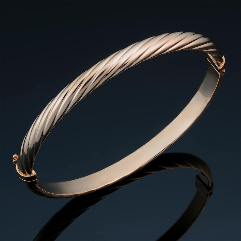 14k Yellow or Rose Gold 5.7 millimeter Polished Twisted Bangle Bracelet (fits 7.5 inch)