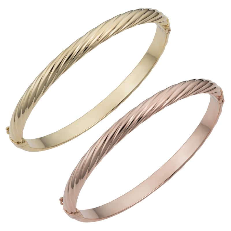 14k Yellow or Rose Gold 5.7 millimeter Polished Twisted Bangle Bracelet (fits 7.5 inch)
