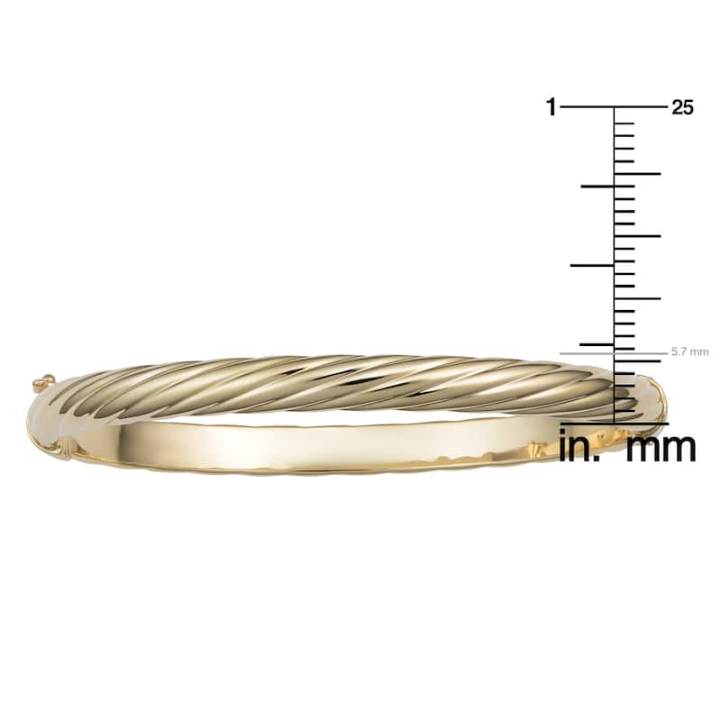 14k Yellow or Rose Gold 5.7 millimeter Polished Twisted Bangle Bracelet (fits 7.5 inch)