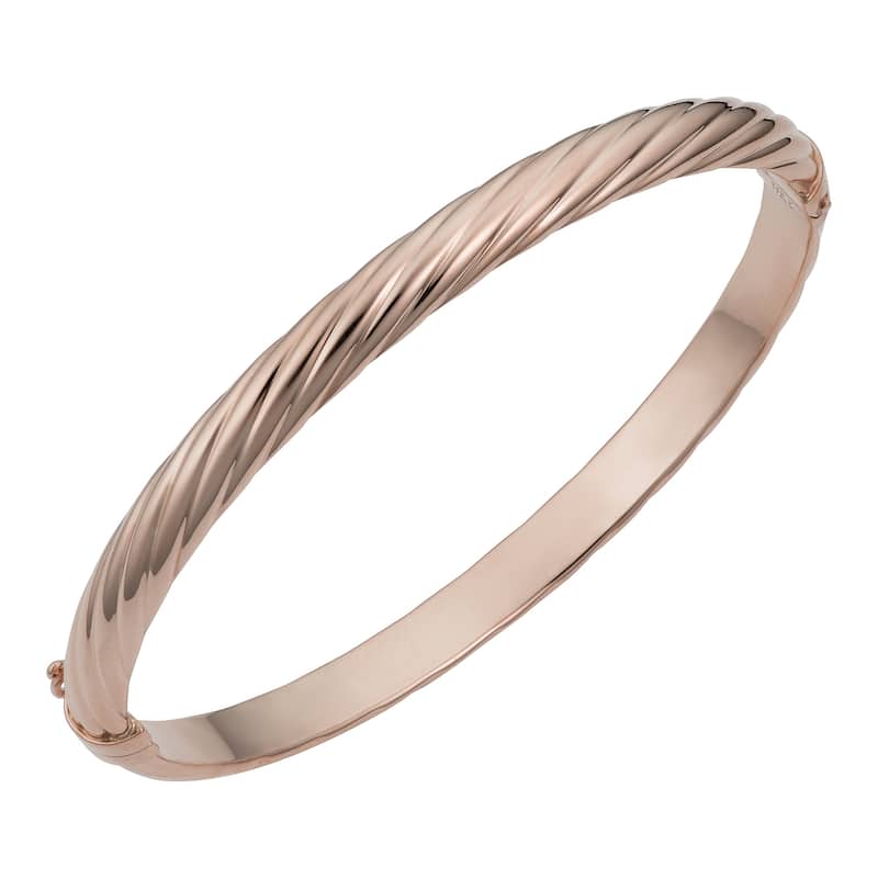 14k Yellow or Rose Gold 5.7 millimeter Polished Twisted Bangle Bracelet (fits 7.5 inch) - Rose