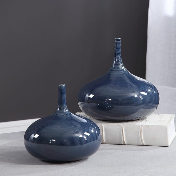 slide 2 of 4, Carson Carrington Salsback Blue Vases (Set of 2)