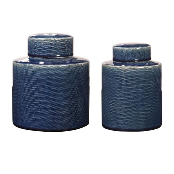 slide 2 of 3, Uttermost Saniya Blue Containers (Set of 2)