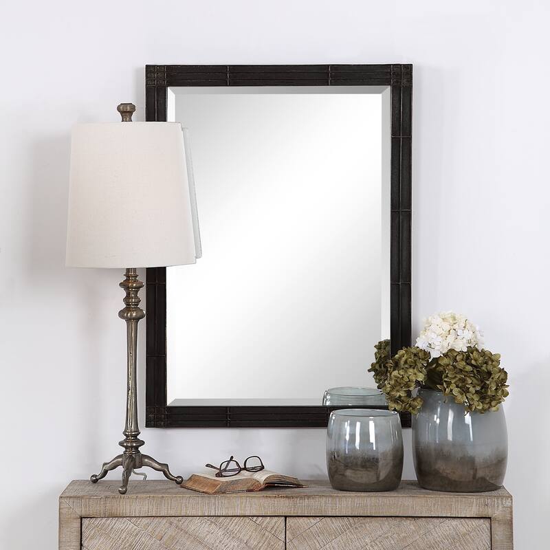Uttermost Gower Aged Black Vanity Mirror - Antique Black - 25.25x34.625x1.5