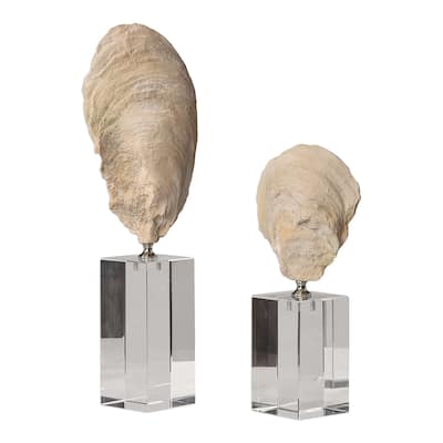 Uttermost Oyster Aged Ivory Shell Sculptures (Set of 2)