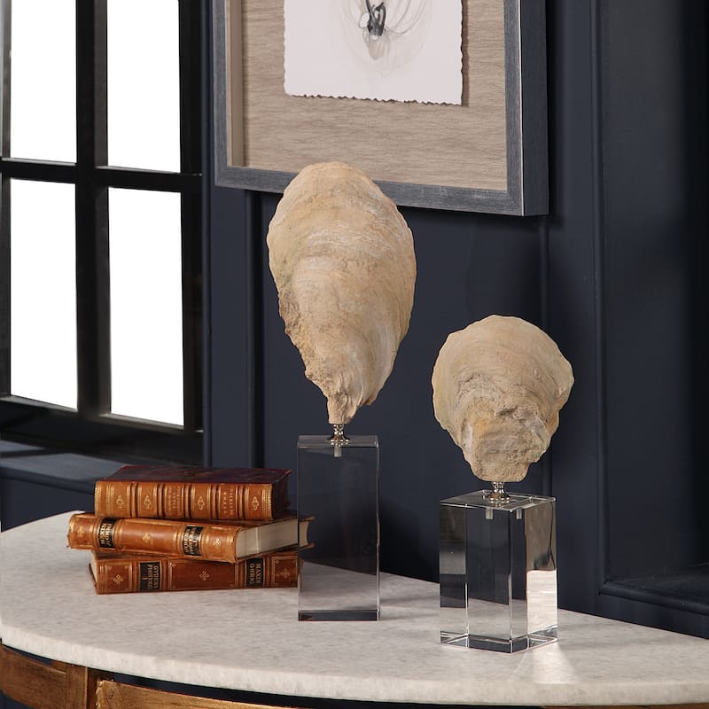 Uttermost Oyster Aged Ivory Shell Sculptures (Set of 2)