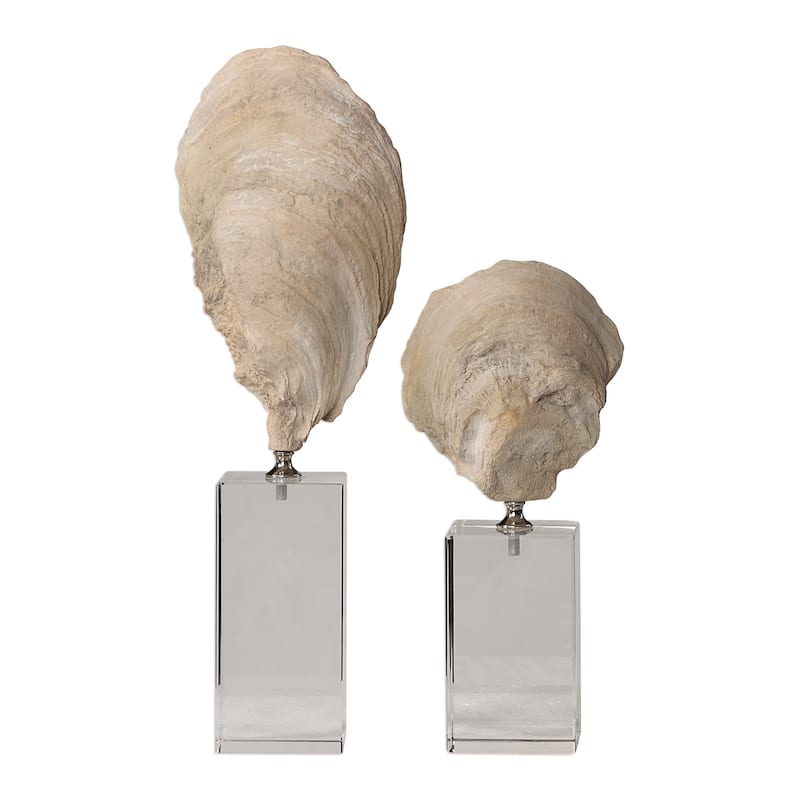 Uttermost Oyster Aged Ivory Shell Sculptures (Set of 2)