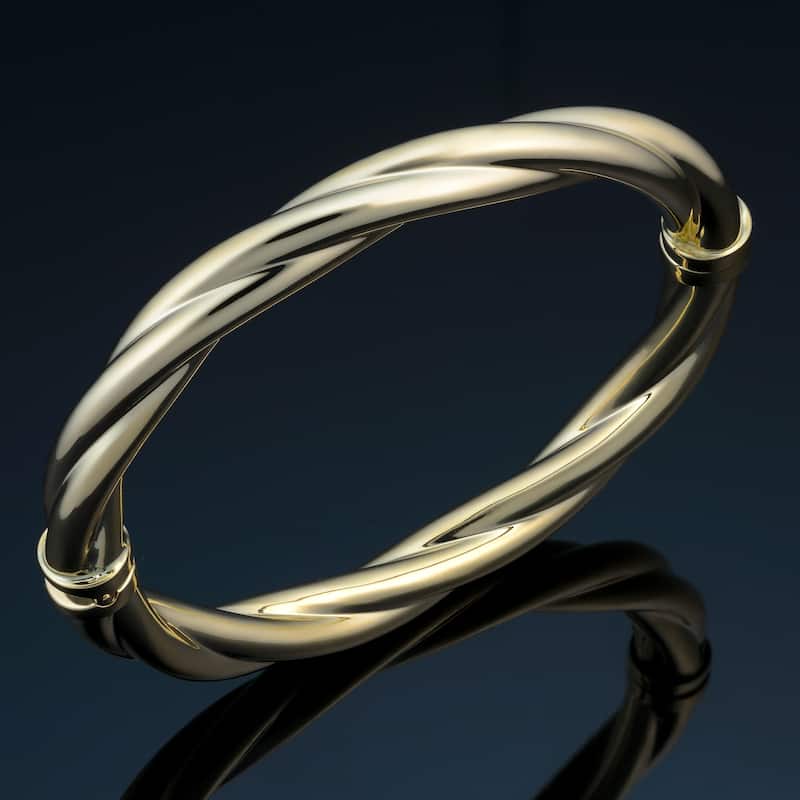 14k Yellow 8 millimeter Polished Twisted Bangle Bracelet