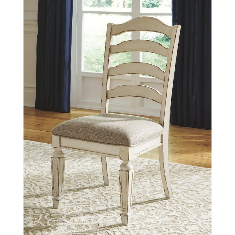 Signature Design by Ashley Nettle Bank Chipped White Dining Room Chair (Set of 2) - Set of 2 - Antique White - Dining Height