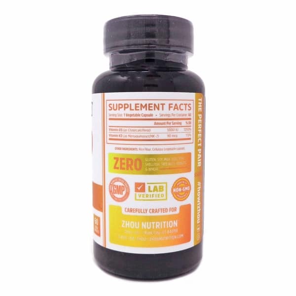 Zhou Nutrition K2 With Vitamin D3 60 Capsules