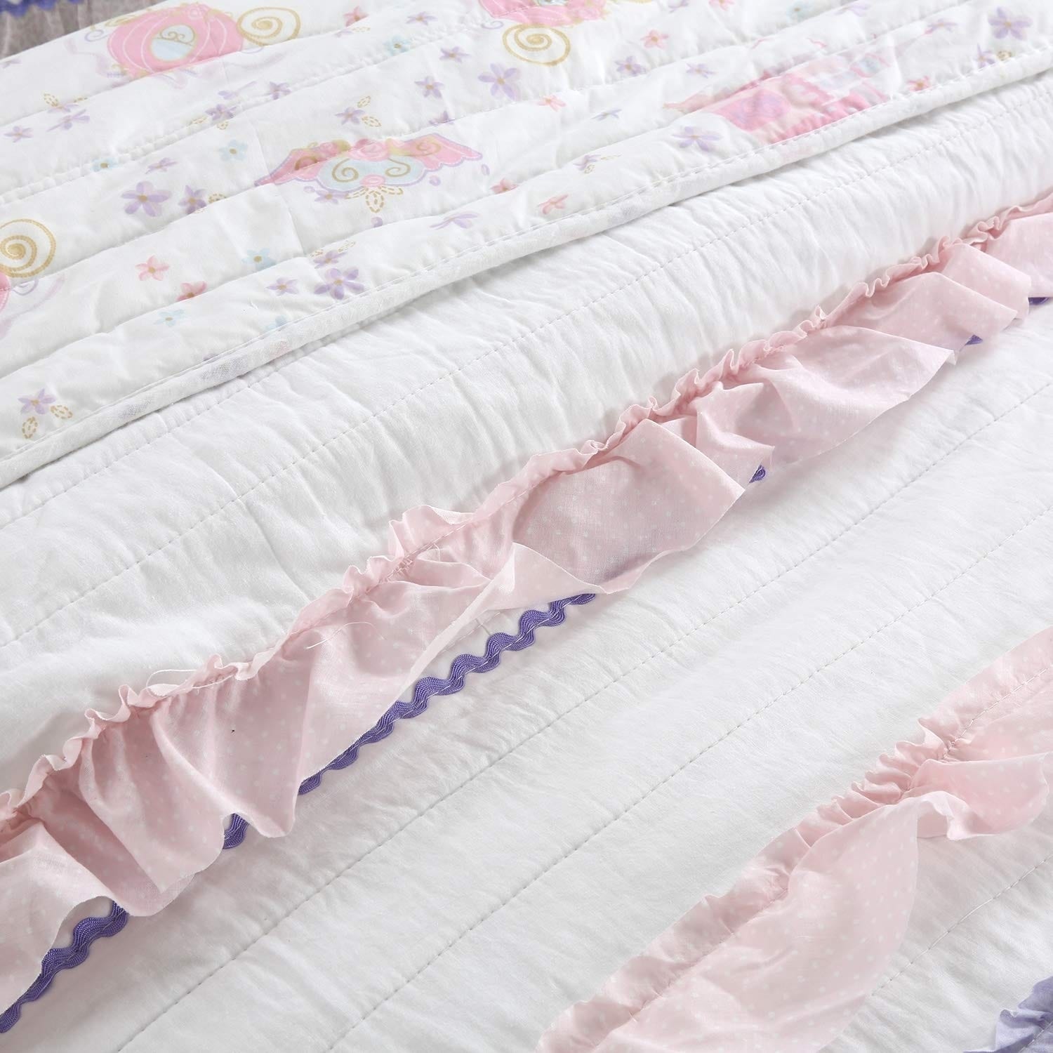 Cozy Line Malia Ruffle Stripe Reversible Cotton Quilt Set Lilac Pink White Lilac Pink White Overstock 27300188