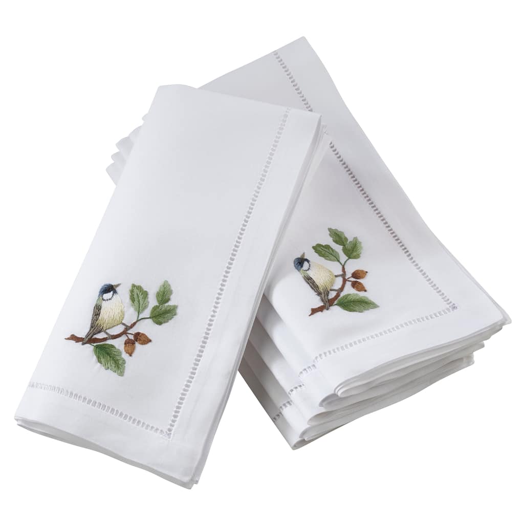 Bluebird Embroidery Cotton Napkins With Hemstitch Border (Set of 6)