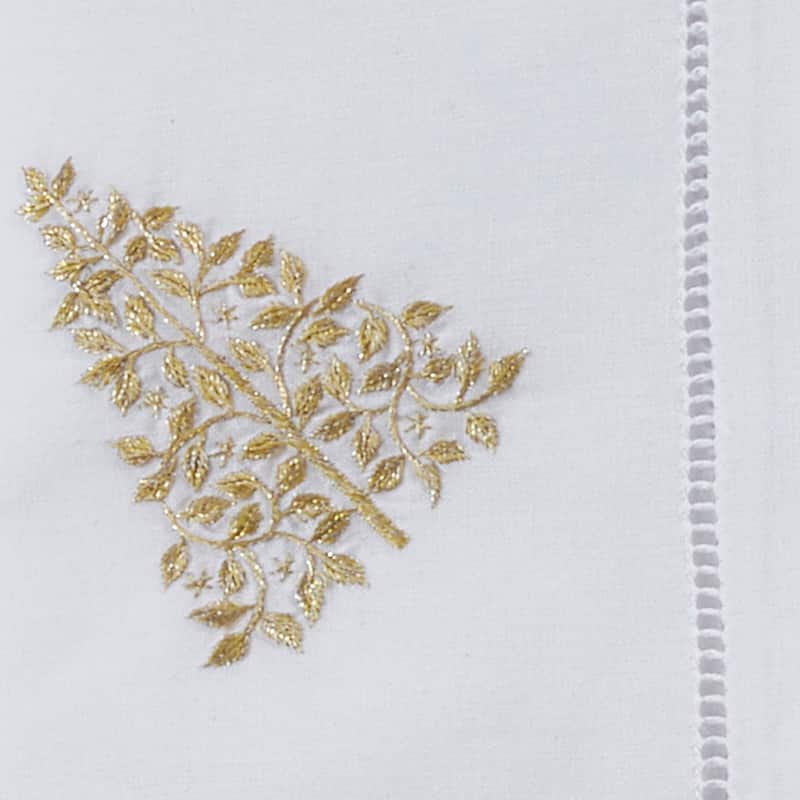 Hemstitch Table Napkins With Embroidered Pine Tree Design (Set of 6)