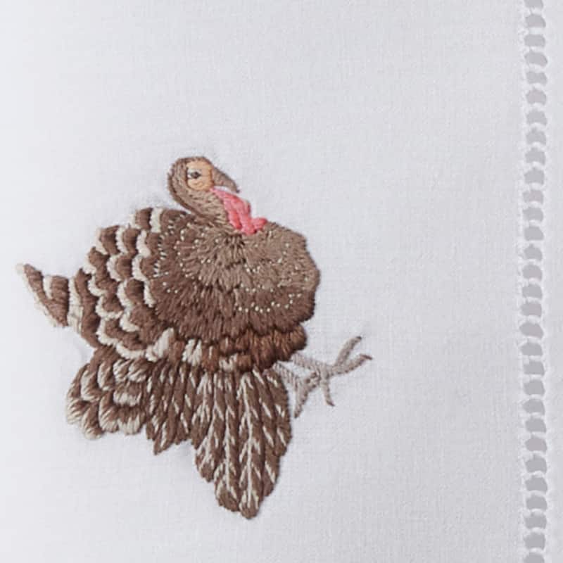 Cotton Table Napkins With Embroidered Turkey Design (Set of 6)