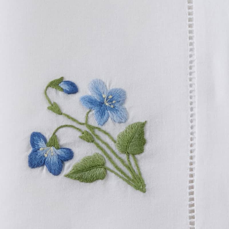 Hemstitch Cotton Napkins With Violet Embroidery (set of 6)