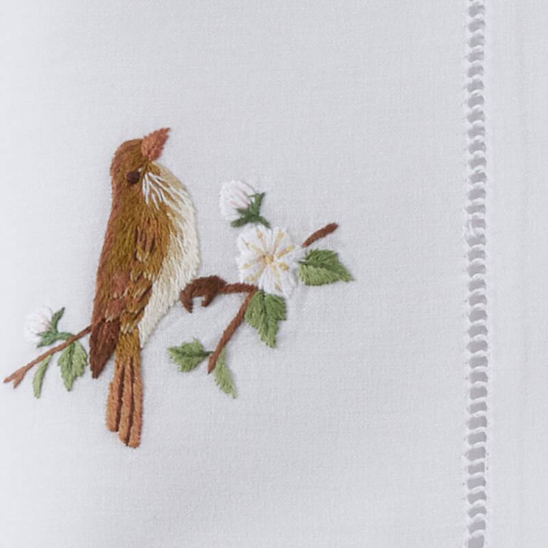 Hemstitch Table Napkins With Bird Embroidery (Set of 6)