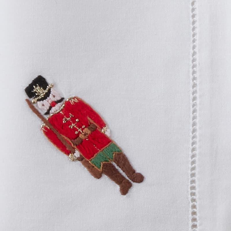 Table Napkins With Embroidered Soldier And Hemstitch Design (Set of 6)