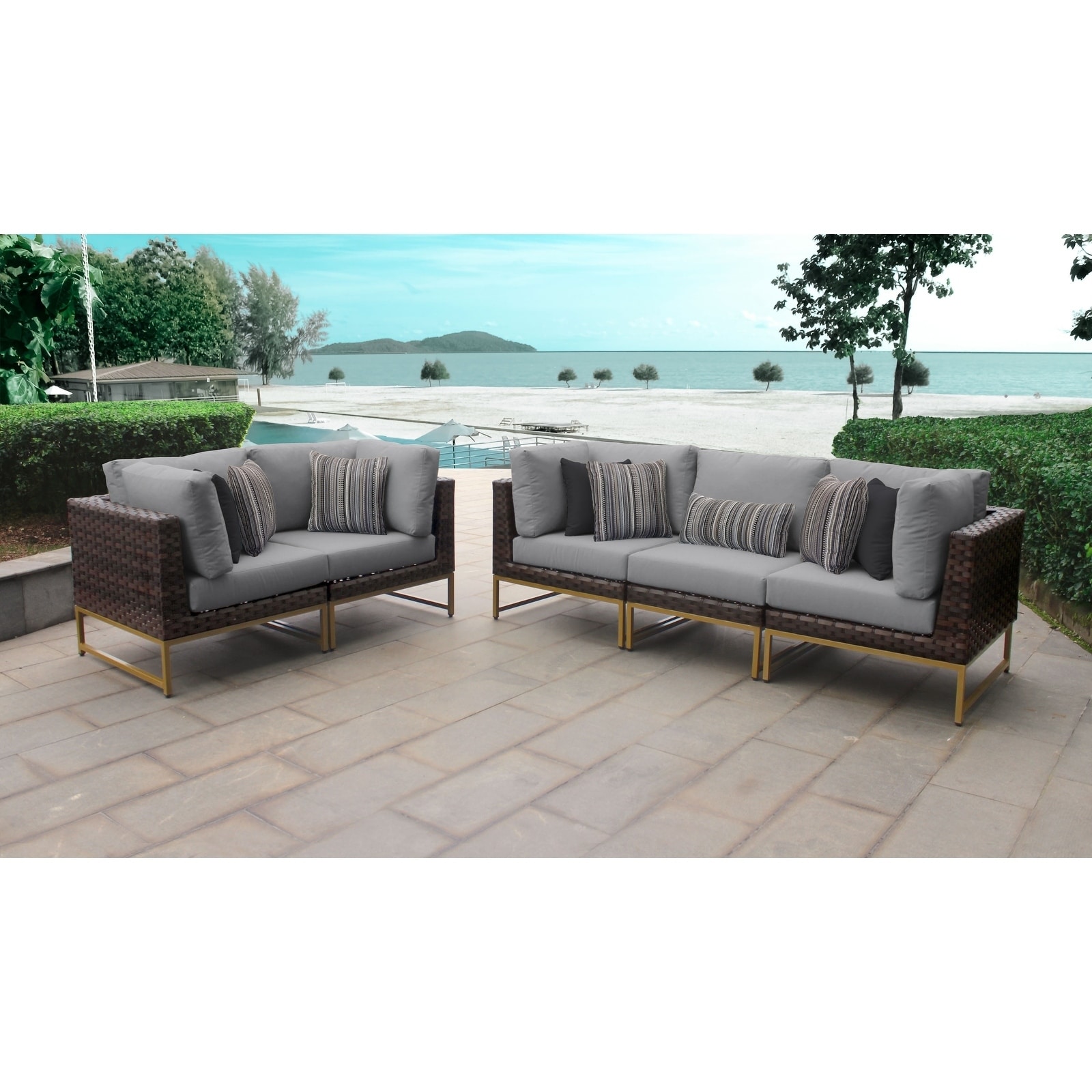 Amalfi 5 Piece Outdoor Wicker Patio Furniture Set 05a -  TK Classics, BRCLN-05a-GLD-GREY