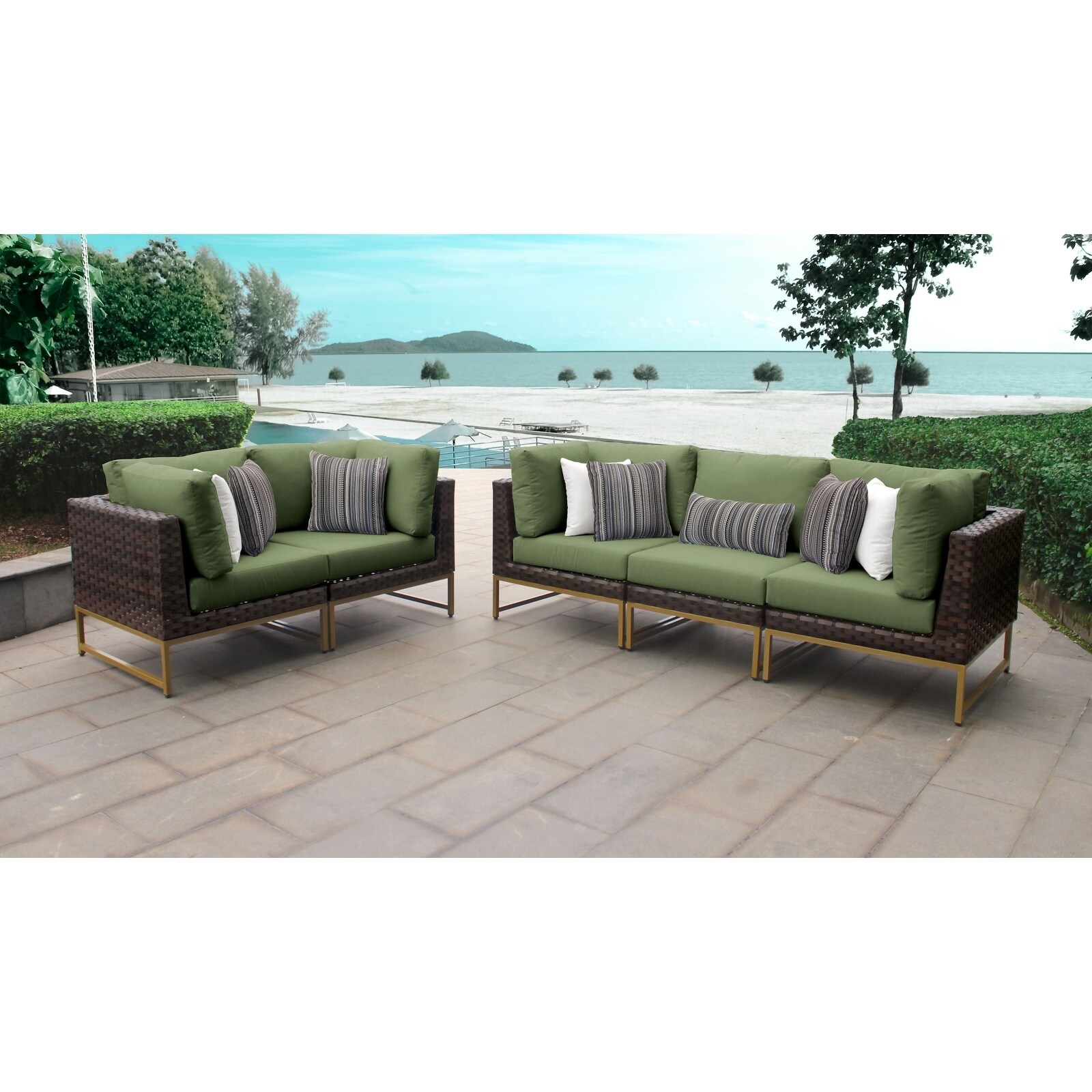 Amalfi 5 Piece Outdoor Wicker Patio Furniture Set 05a -  TK Classics, BRCLN-05a-GLD-CLNTR