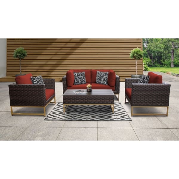 Shop Barcelona 5 Piece Outdoor Wicker Patio Furniture Set 05c