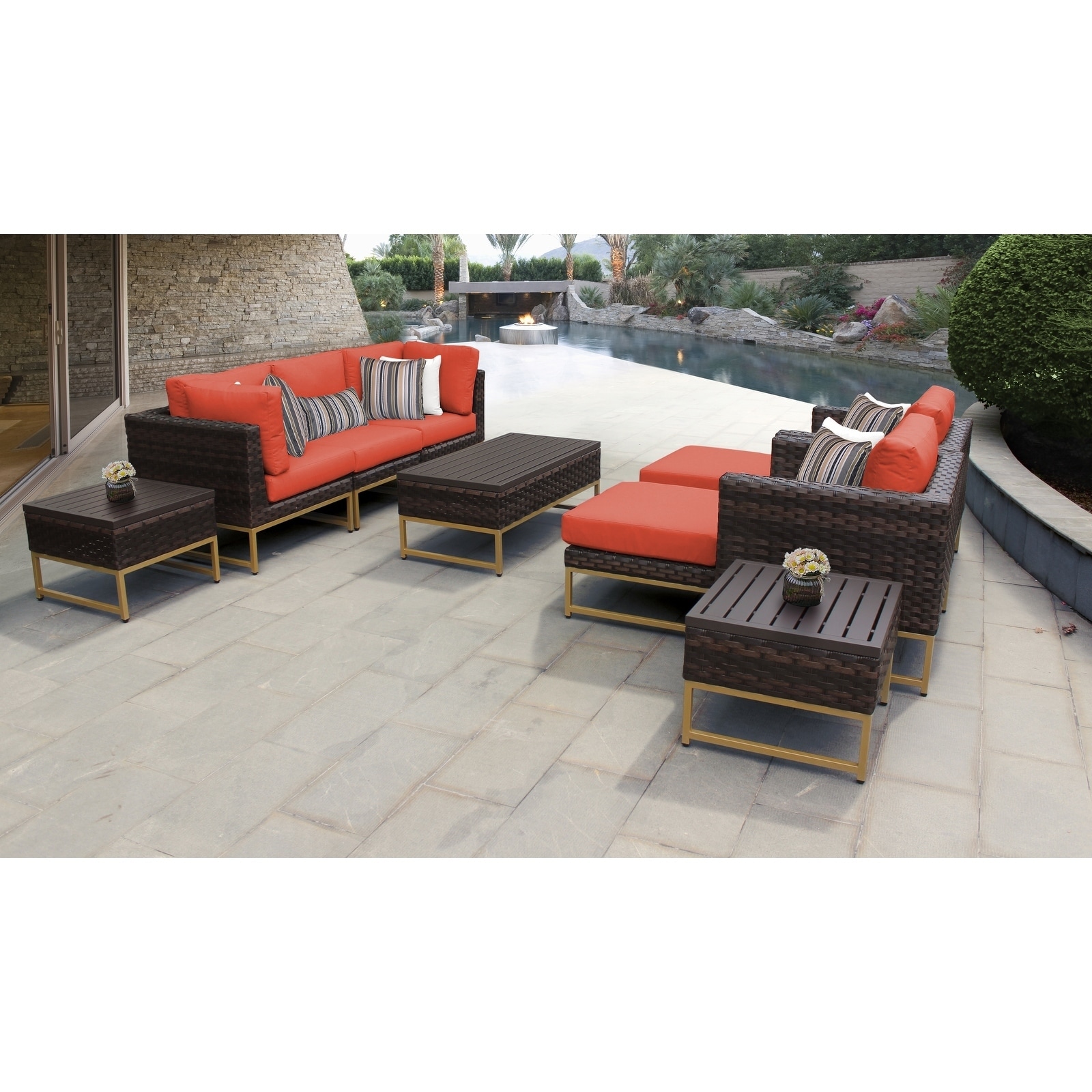 Amalfi 10 Piece Outdoor Wicker Patio Furniture Set 10c -  TK Classics, BRCLN-10c-GLD-TANG