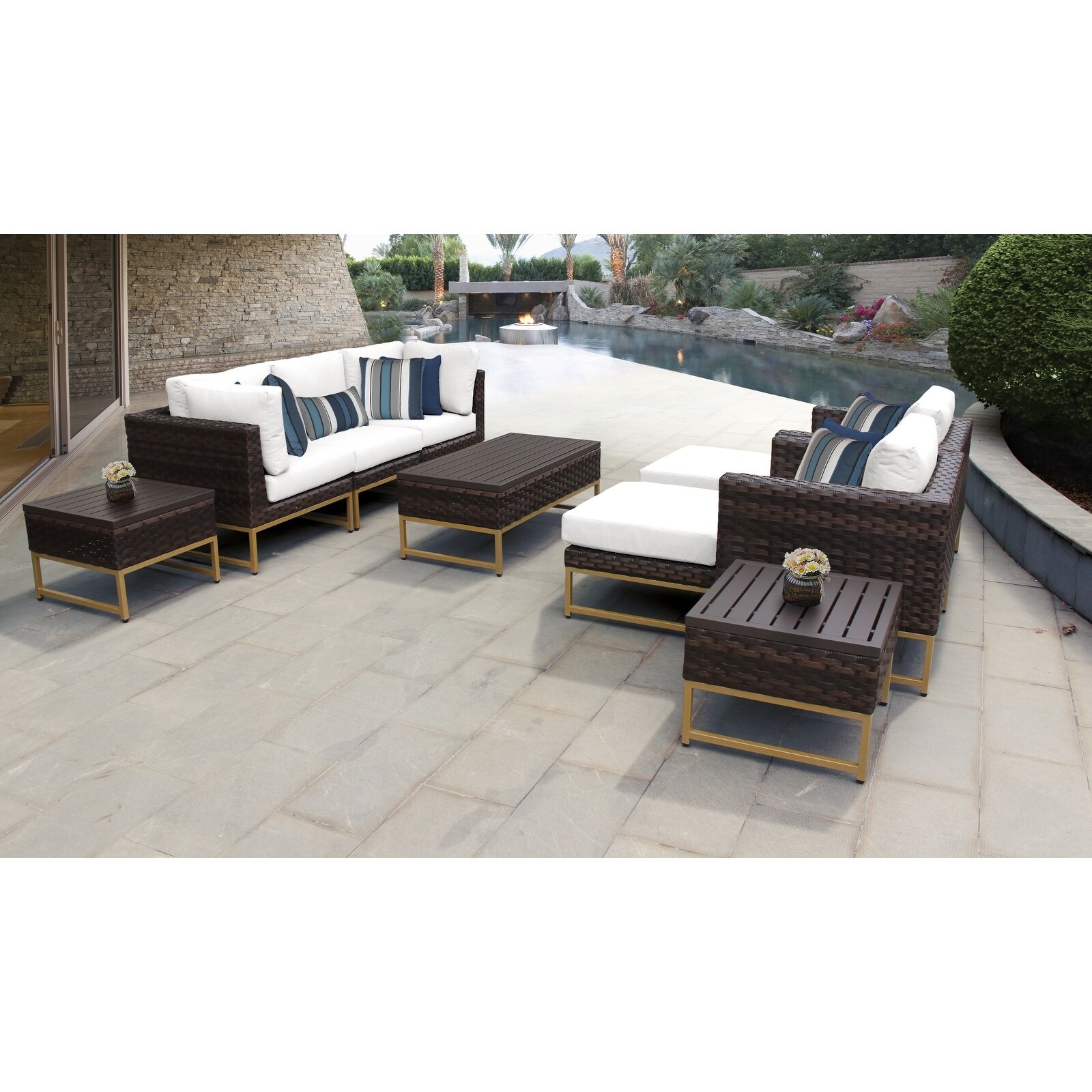 Amalfi 10 Piece Outdoor Wicker Patio Furniture Set 10c -  TK Classics, BRCLN-10c-GLD-WHITE