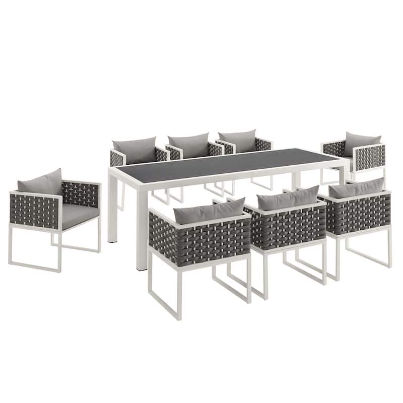 Stance 9 Piece Outdoor Patio Aluminum Dining Set - N/A