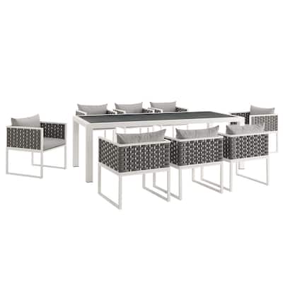 Stance 9 Piece Outdoor Patio Aluminum Dining Set - N/A