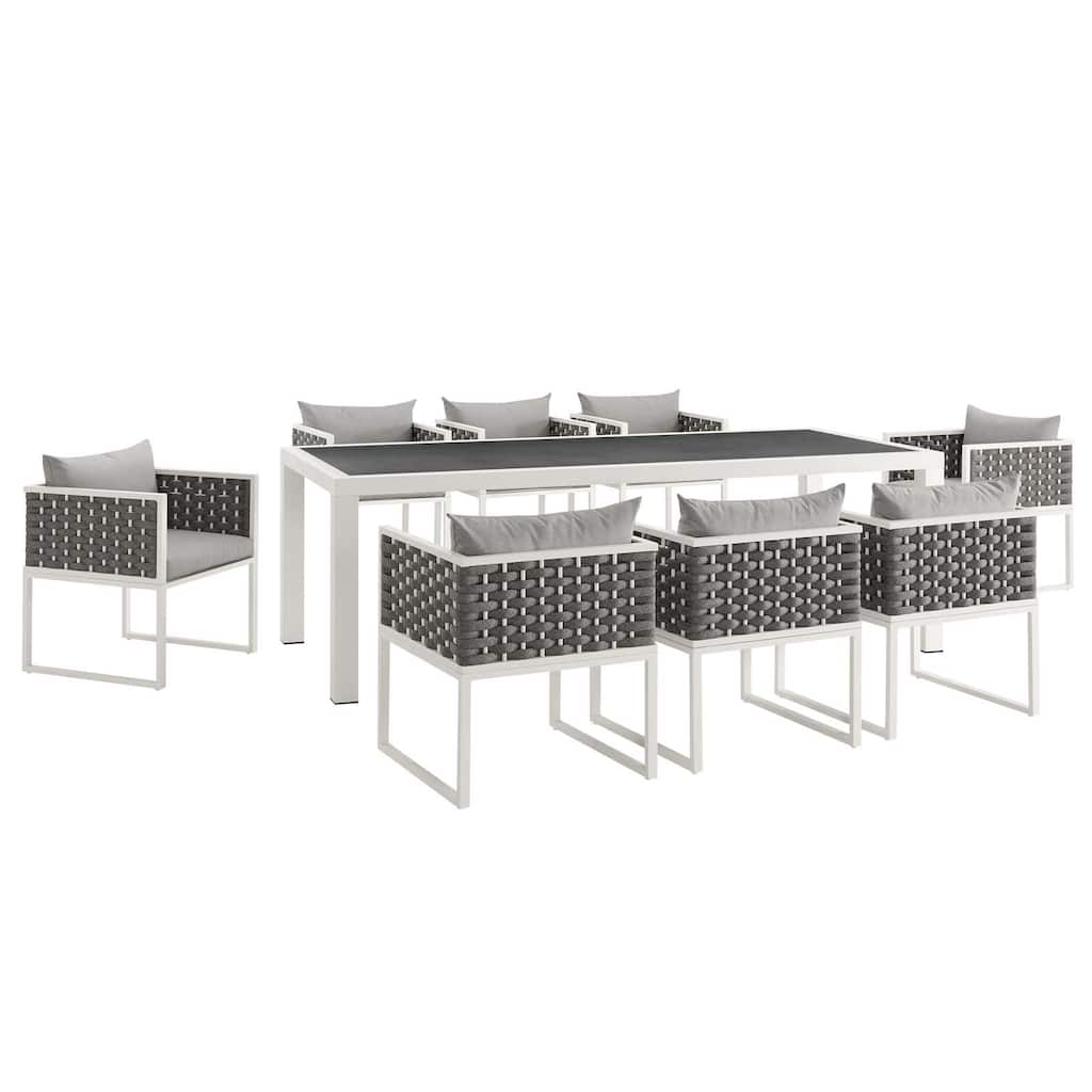 Stance 9 Piece Outdoor Patio Aluminum Dining Set - N/A