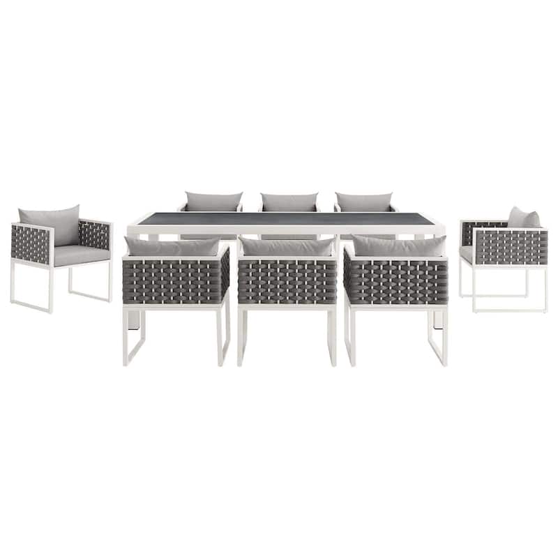 Stance 9 Piece Outdoor Patio Aluminum Dining Set - N/A