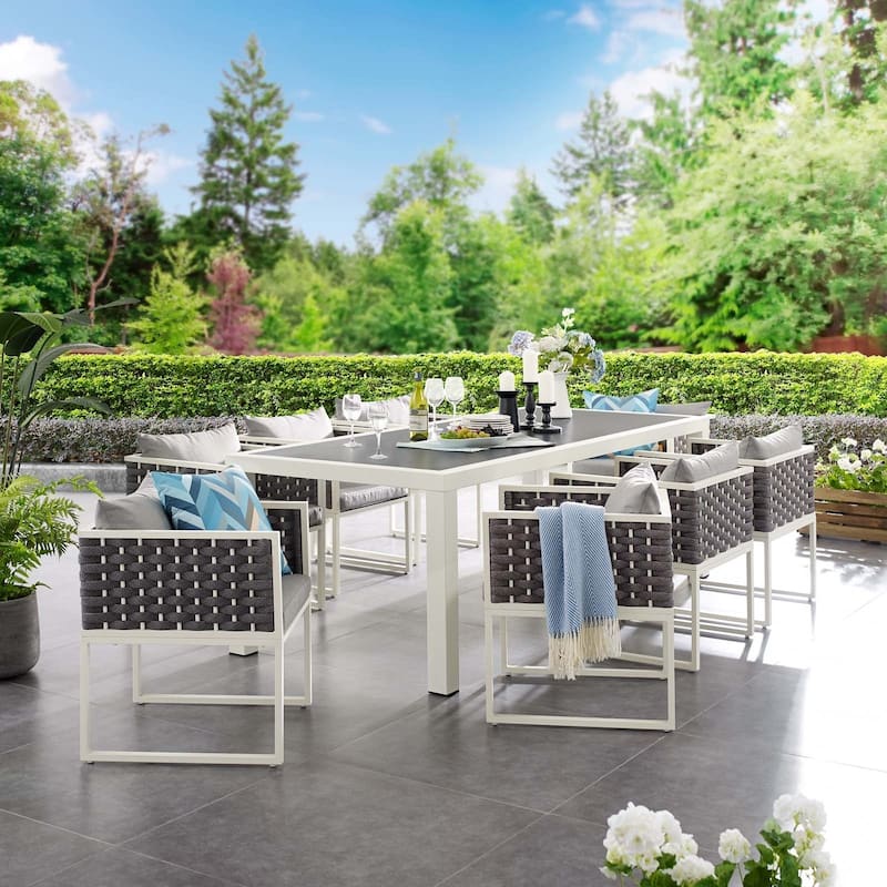 Stance 9 Piece Outdoor Patio Aluminum Dining Set - N/A