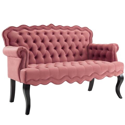 Gracewood Hollow Sahakduk Button-tufted Velvet Loveseat Settee