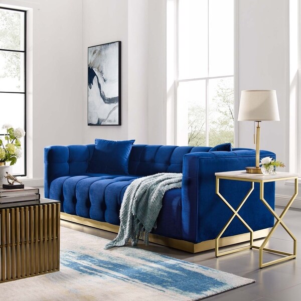 Vivacious Biscuit Tufted Performance Velvet Sofa Bed Bath Beyond 27316504