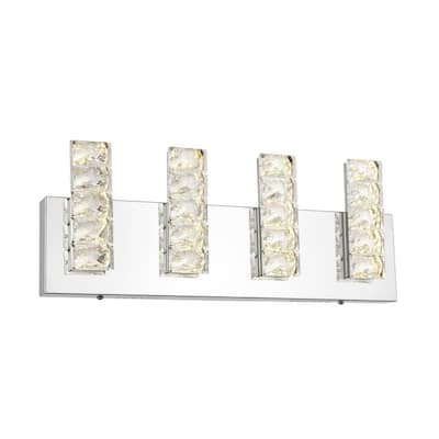 Chrome Stainless Steel LED Wall Sconce with Clear Crystal Accents
