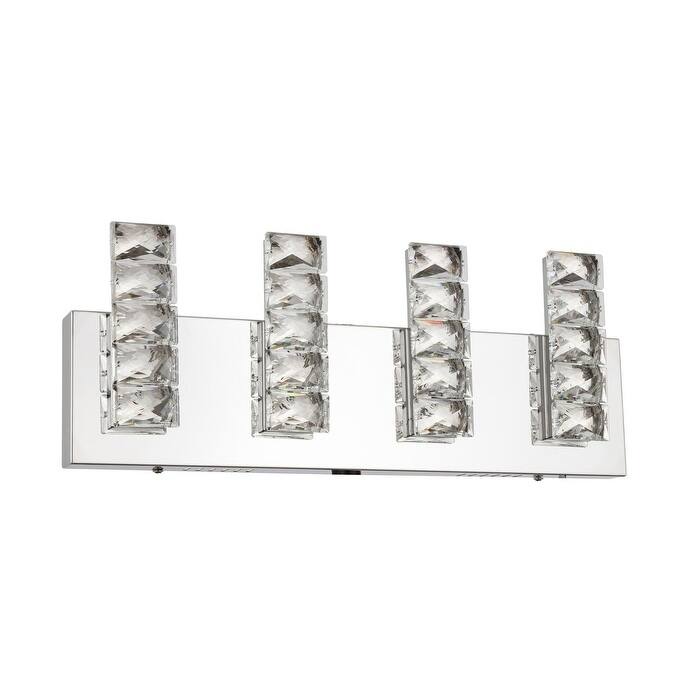 Chrome Stainless Steel LED Wall Sconce with Clear Crystal Accents