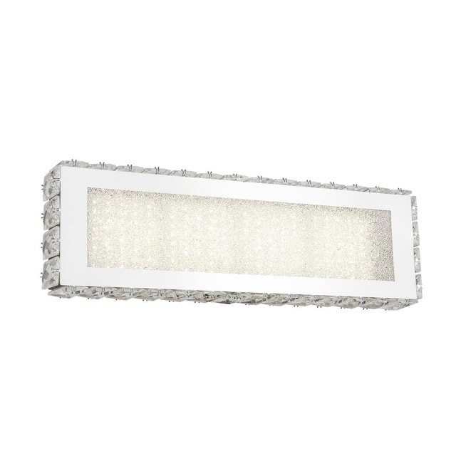 Chrome Stainless Steel LED Wall Sconce with Clear Crystal Accents