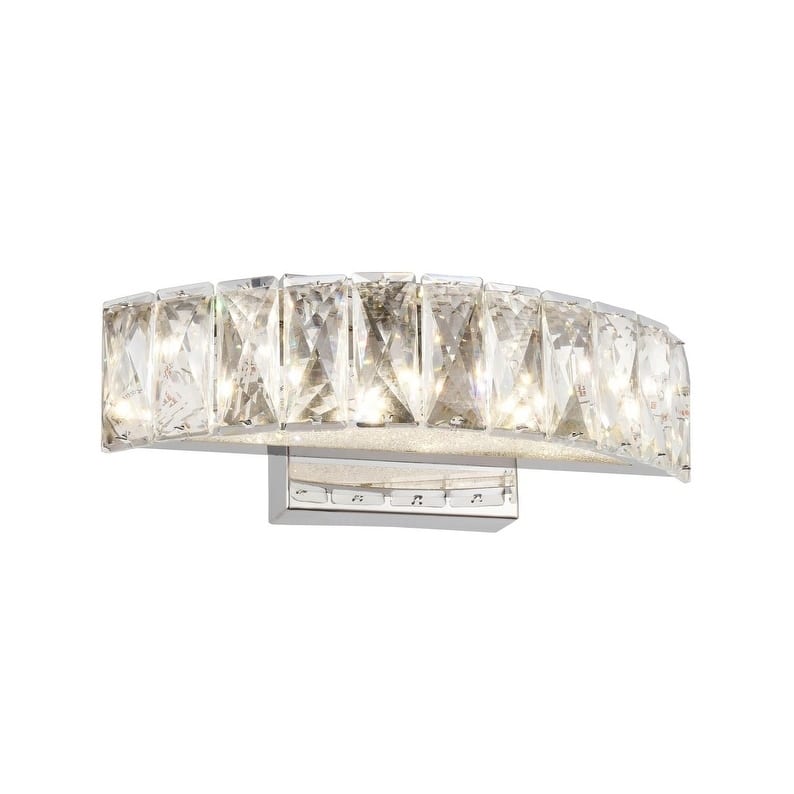 Chrome Stainless Steel LED Wall Sconce With Clear Crystal Accents