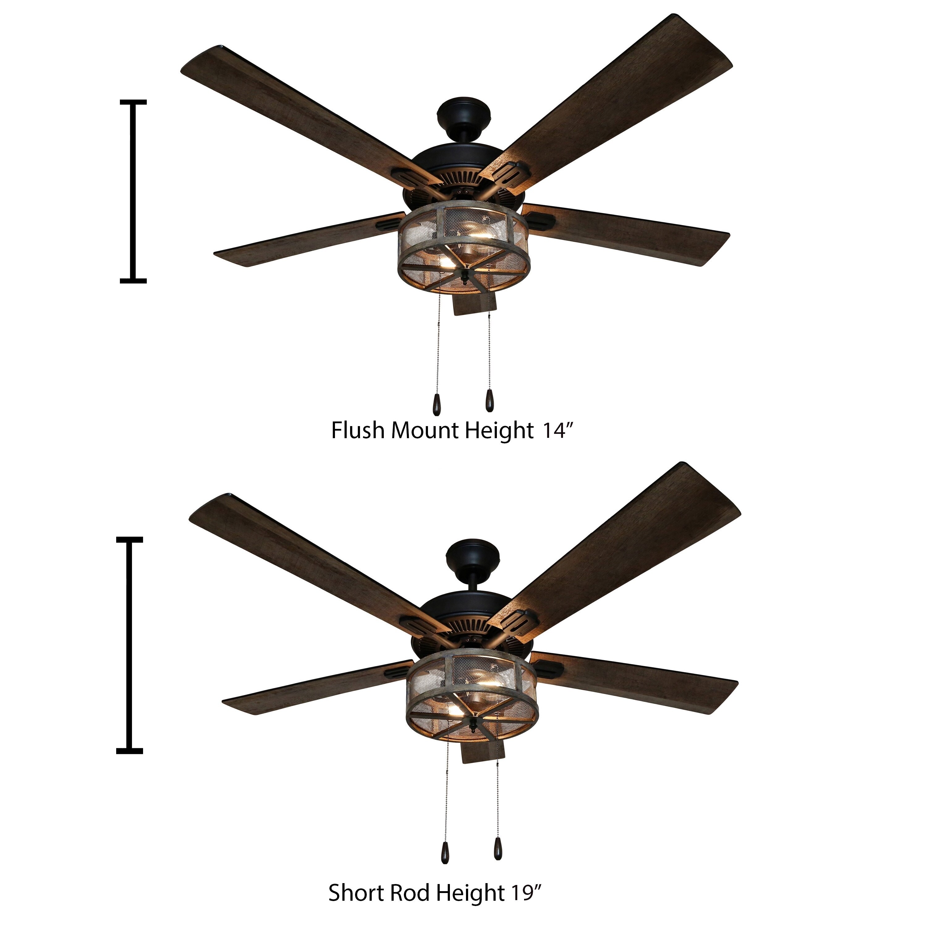 52 Dixsie 5 Blade Woodgrain Caged Farmhouse Led Ceiling Fan With Remote Control 52 L X 52 W X 19 H