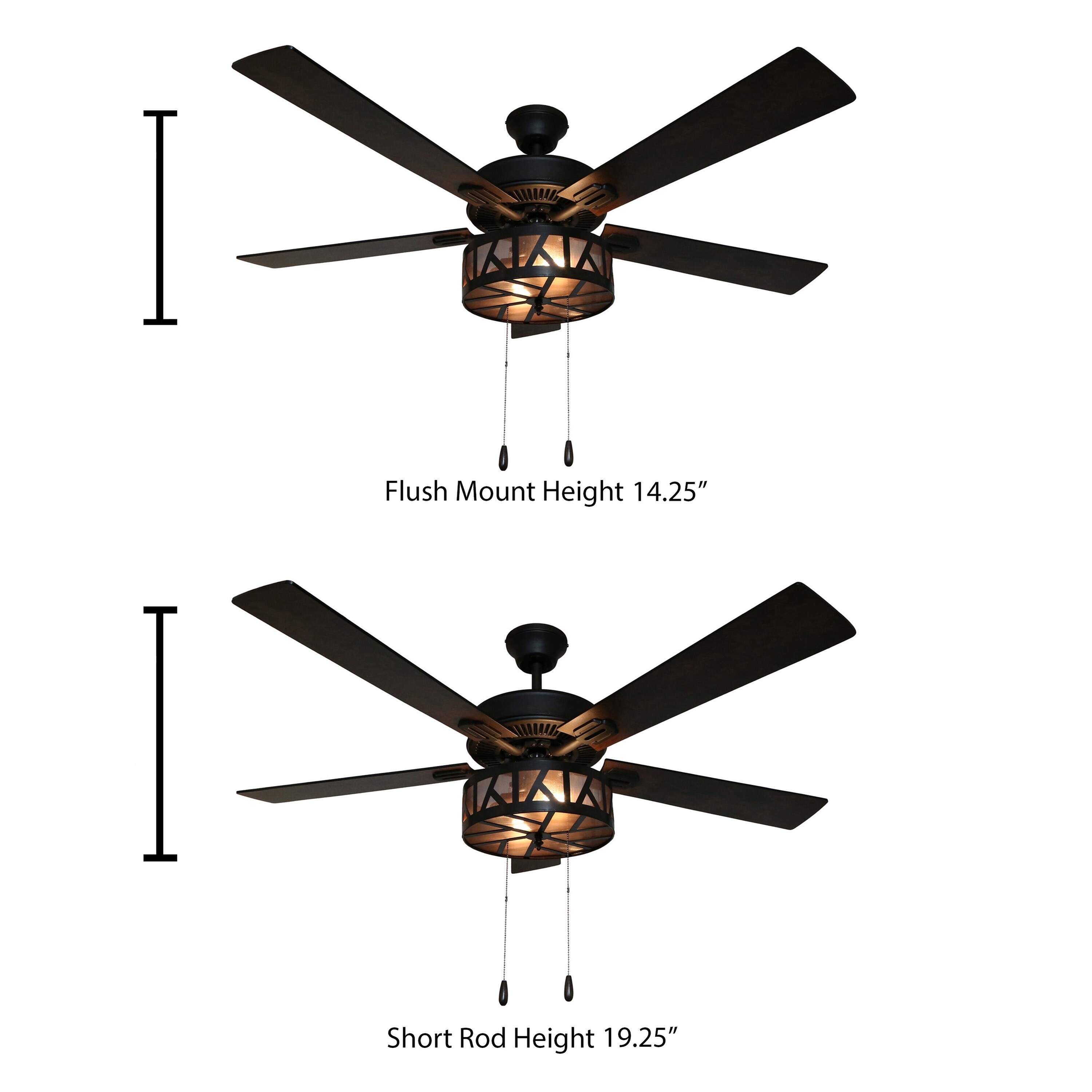 52 Zander 5 Blade Urban Industrial Caged Led Ceiling Fan With Remote Control 52 L X 52 W X 19 25 H