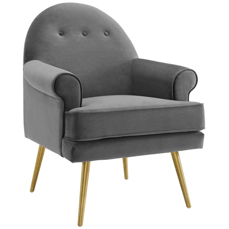 Silver Orchid Gruning Velvet Tufted Button Accent Armchair
